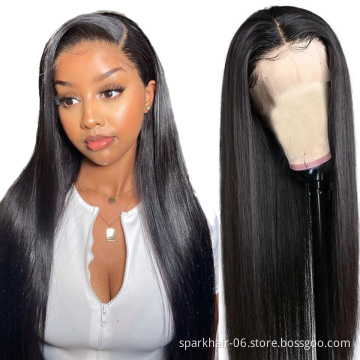 Vendor Straight Film HD Transparent Lace Front Raw Human Hair Wigs For Black Women 360 Lace Frontal Wig Glueless Full Lace Wig